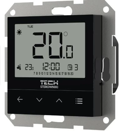 Tech Laidinis kambario termostatas EU-F-4z v1, juodas, 55mm rėmeliams