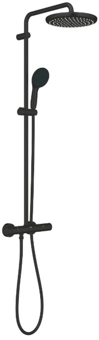 Termostatinė dušo sistema Grohe Tempesta System 250 (galva Ø250, 2`jų srovių rankinis dušas, 8 l/min), juoda matinė