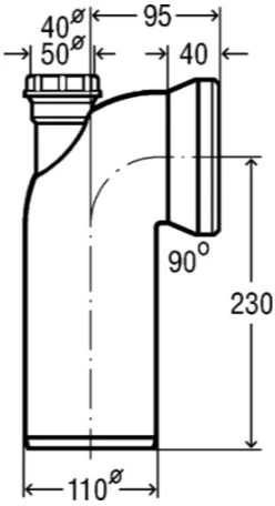 Viega WC pajungimo alkūnė 90* su 50 mm pajungimo atšaka, 100x230x50