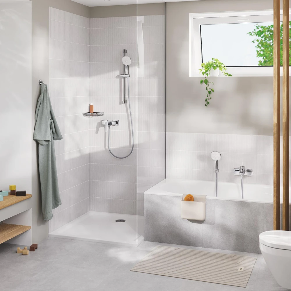 Vonios/dušo maištuvas Grohe Cubeo su rankinio dušo komplektu, chromas