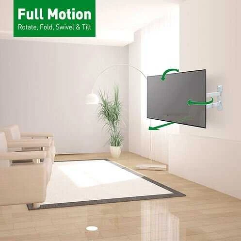 Laikiklis BARKAN 3400W.W 65" lygiam/lenktam TV, 4 lankstų, sieninis, baltas