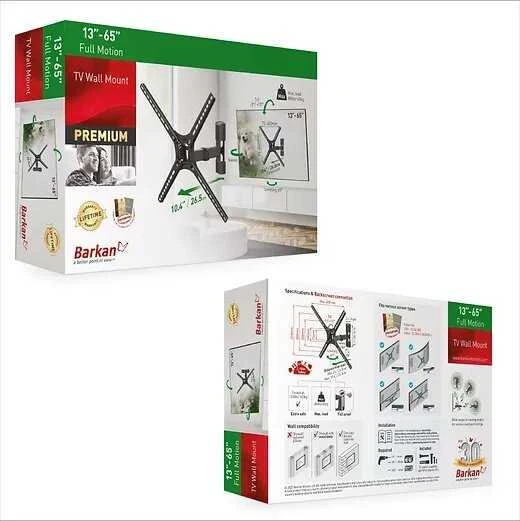 Laikiklis BARKAN BM331 13"-65" TV, 3 lankstų, sieninis, juodas