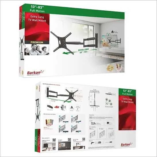 Laikiklis BARKAN BM443XL 13"-83" TV, 4 lankstų, sieninis, juodas, labai ilgas