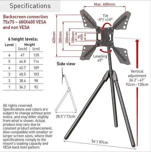Laikiklis BARKAN DTP410 13"-83" TV, pakreipiamas, trikojis