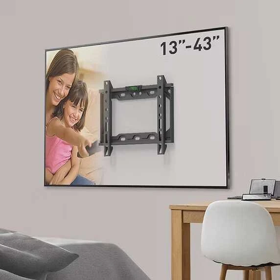 Barkan plokščio/lenkto televizoriaus sieninis laikiklis E202+, fiksuotas, 26-39", maksimalus svoris (talpa) 30 kg, Juodas