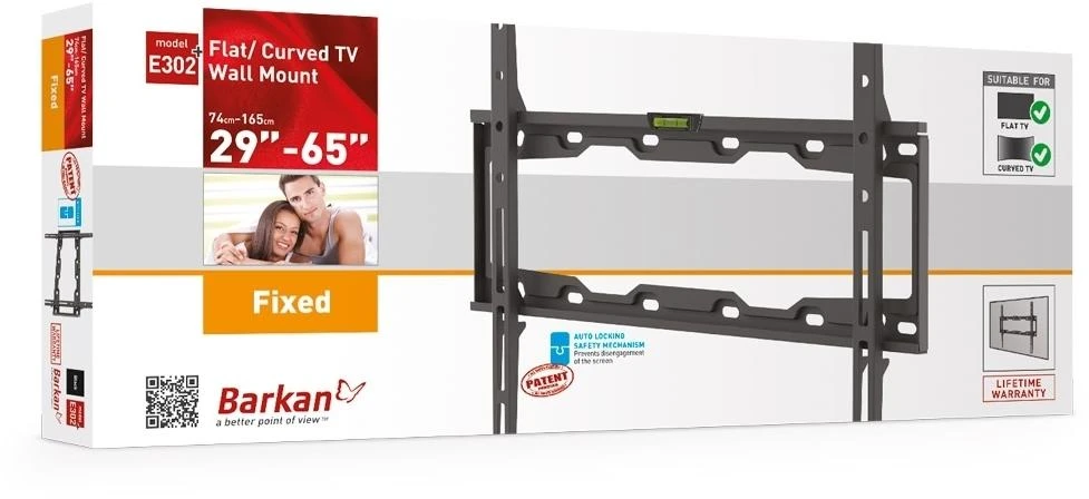 Laikiklis BARKAN E302+.B 29"-65" LED televizorius, fiksuotas, sieninis, juodas