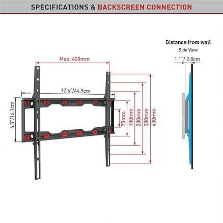 Laikiklis BARKAN ND300.B 29"-65" TV, fiksuotas, gipso kartono sienai