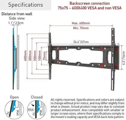 Laikiklis BARKAN ND400.B 29"-75" TV, fiksuotas, gipso kartono sienai