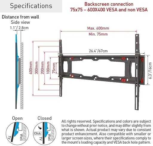 Laikiklis BARKAN ND400.B 29"-75" TV, fiksuotas, gipso kartono sienai