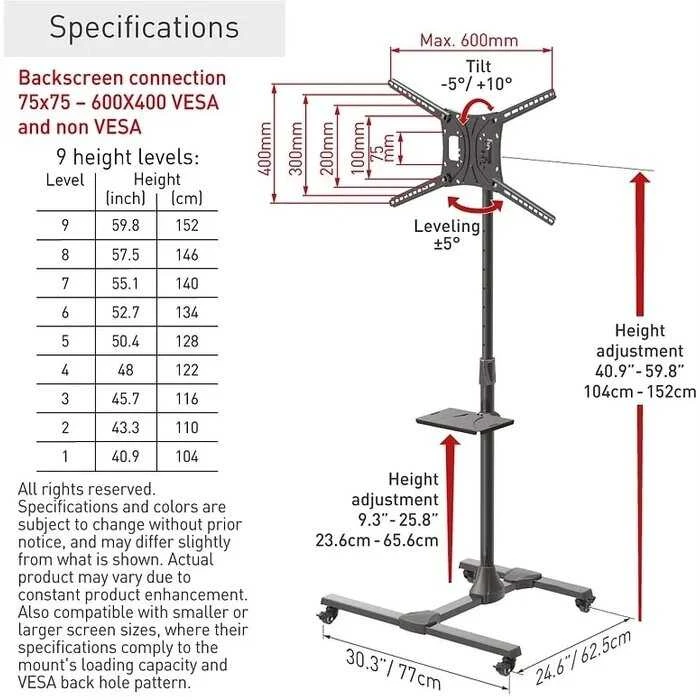 Laikiklis BARKAN SW411H 13"-83" TV, pakreipiamas, su lentyna
