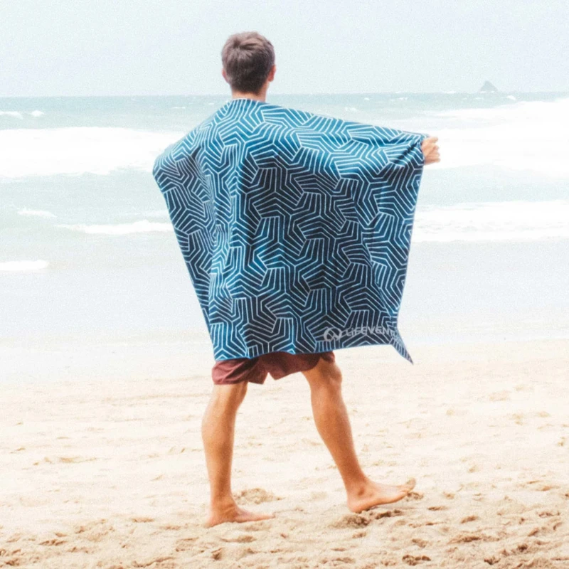 Kelioninis rankšluostis Lifeventure Soft Fibre Recycled Geometric Navy - Giant