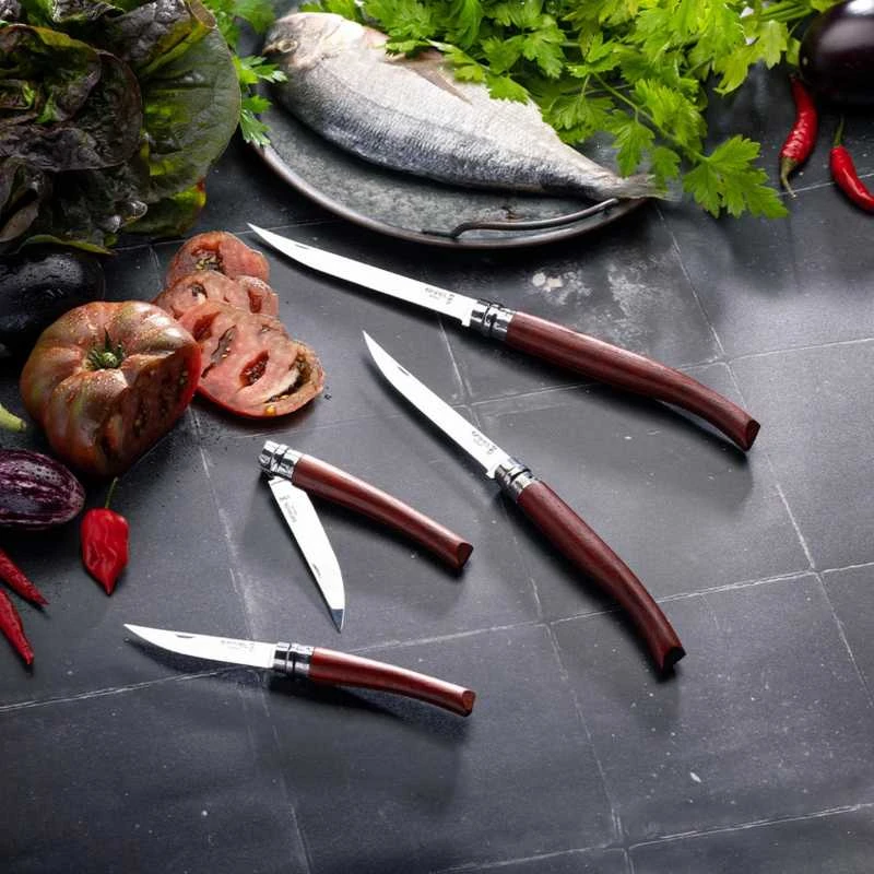Kišeninis peilis plonais ašmenimis Opinel Nr.15 Afrikietiško koralmedžio rankena