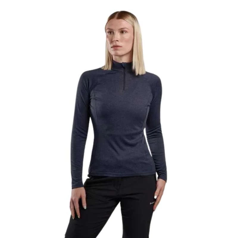 Moteriški marškinėliai Montane F Dart Zip Neck - XL - Eclipse Mėlyna