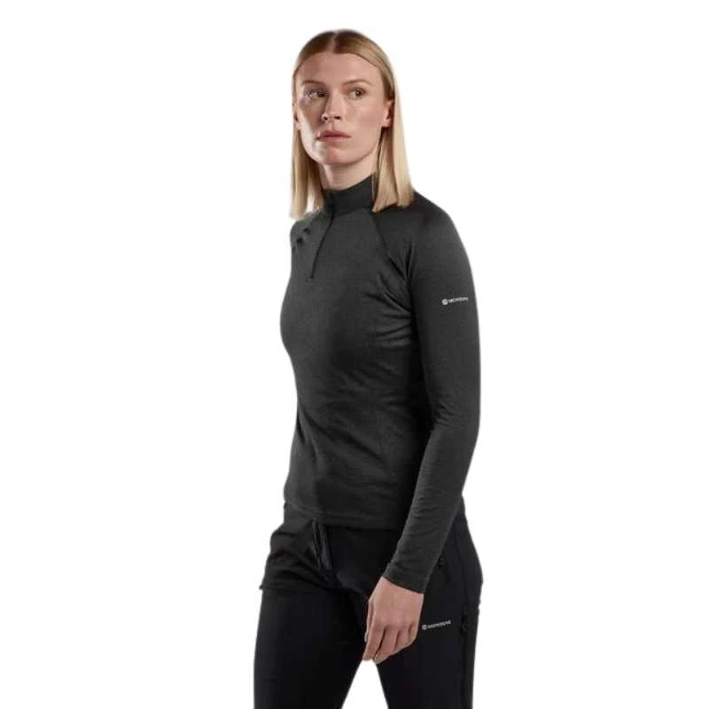 Moteriški termo marškinėliai Montane F Dart XT Zip Neck - Juoda - XL