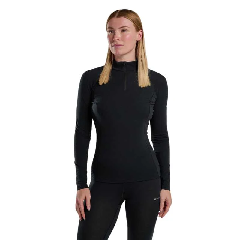 Moteriški termo marškinėliai Montane F Malli LS Zip T Shirt - Juoda - XL