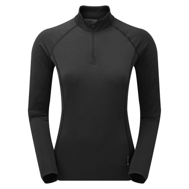 Moteriški termo marškinėliai Montane Fem Dart Thermo Zip Neck - Juoda - L