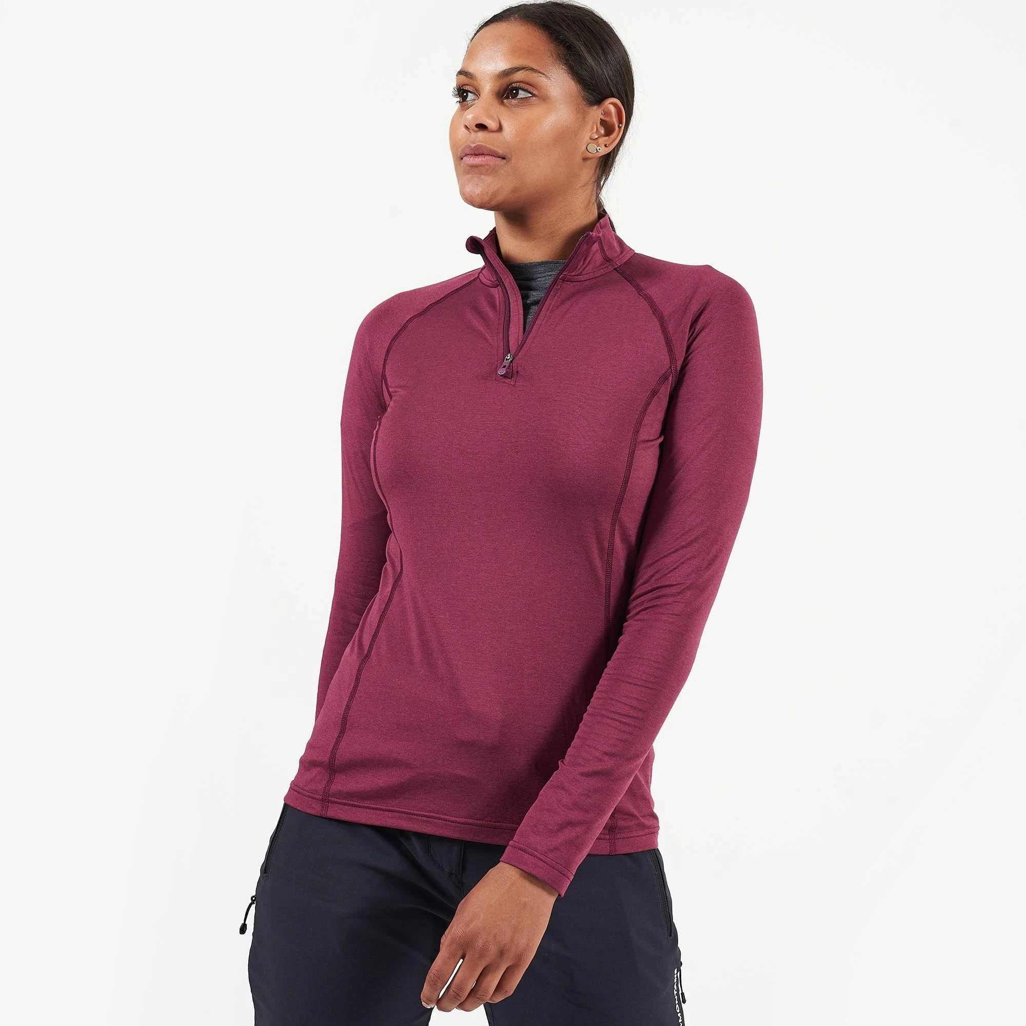 Moteriški termo marškinėliai Montane Fem Dart Thermo Zip Neck - Juoda - L