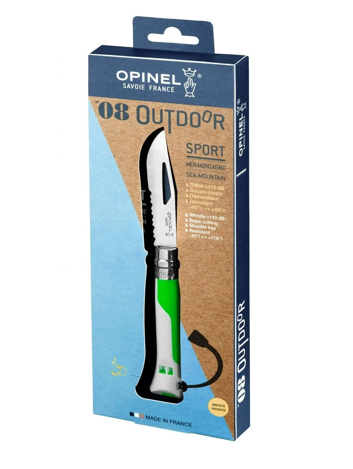 Opinel Outdoor Nr.8 nerūdijančio plieno ašmenimis - Žalia