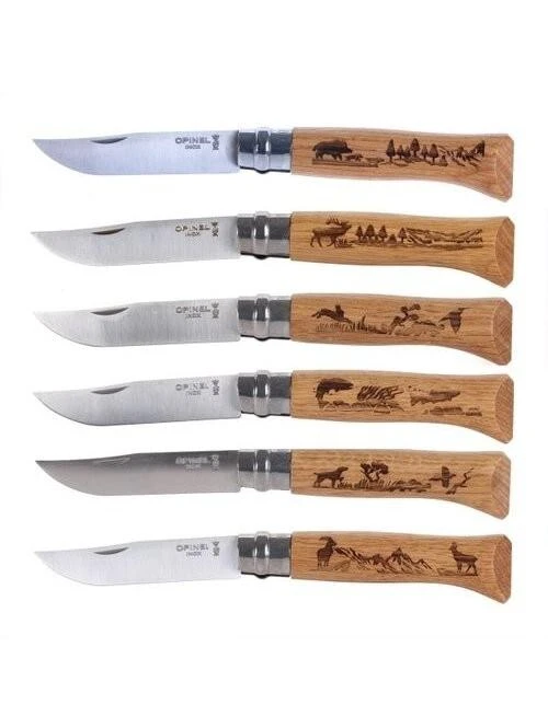 Peilis Opinel Nr.8 ąžuoline rankena su žuvimis