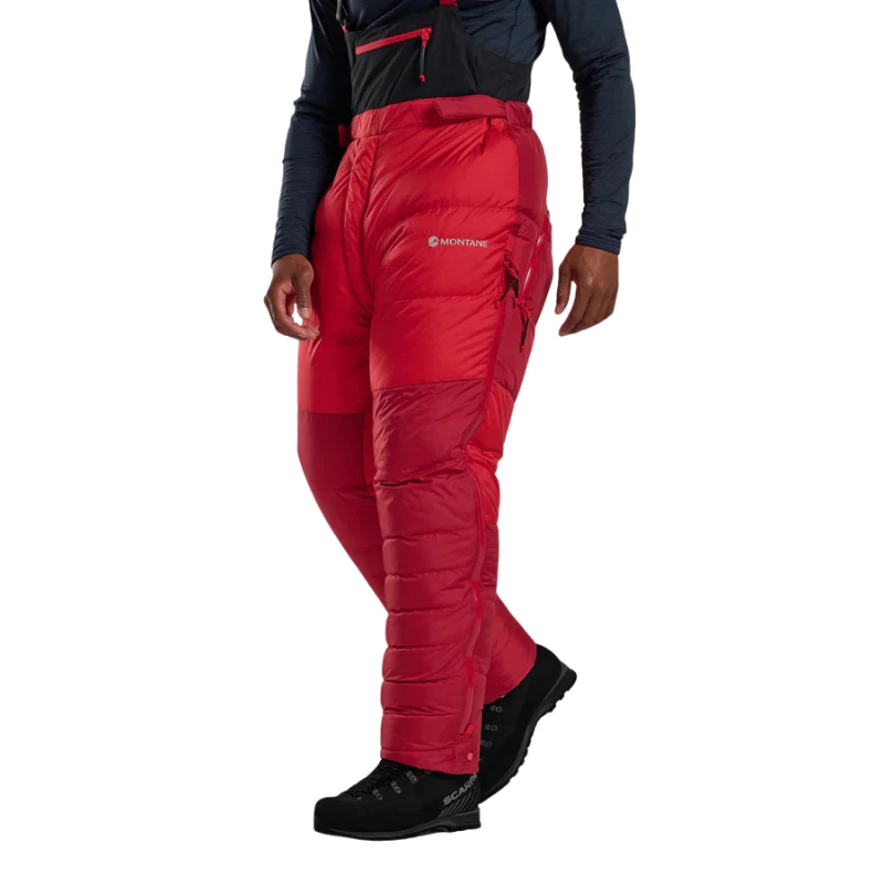 Pūkinės kelnės Montane Apex 8000 Down Salopettes - Raudona - L