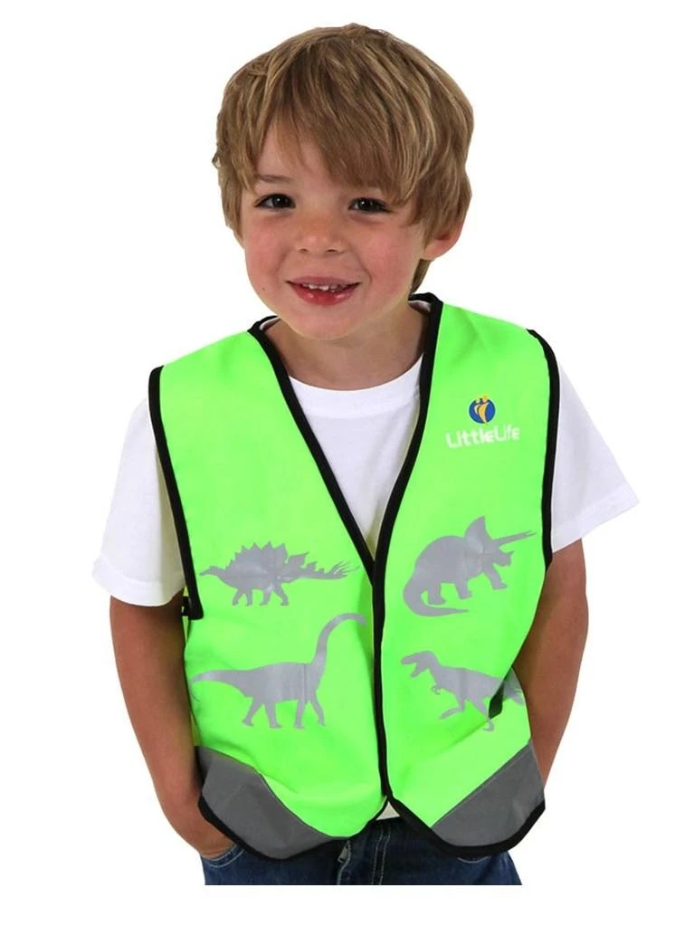Šviesą atspindinti vaikiška liemenė LittleLife Hi Vis Žalias Dinosaur - S