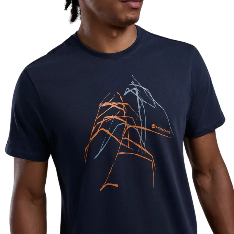 Vyriški marškinėliai Montane Abstract Mountain T-Shirt - S - Tamsiai mėlyna
