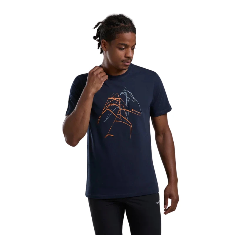 Vyriški marškinėliai Montane Abstract Mountain T-Shirt - S - Tamsiai mėlyna