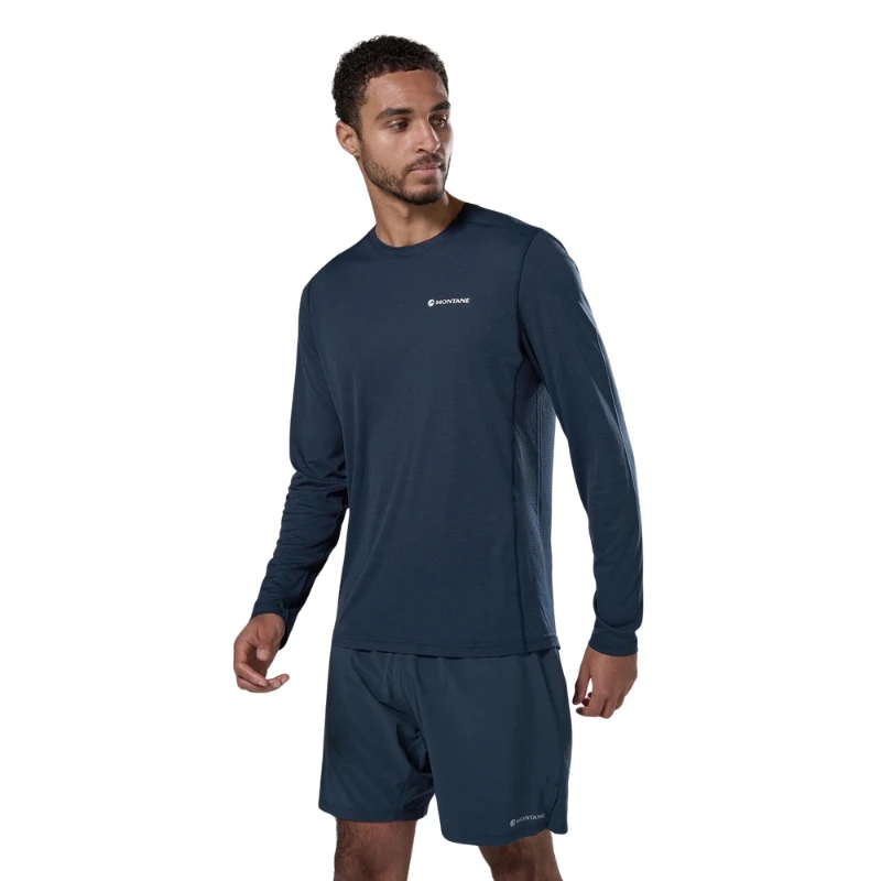 Vyriški marškinėliai Montane Dart Nano Long Sleeve T Shirt - Tamsiai mėlyna - L