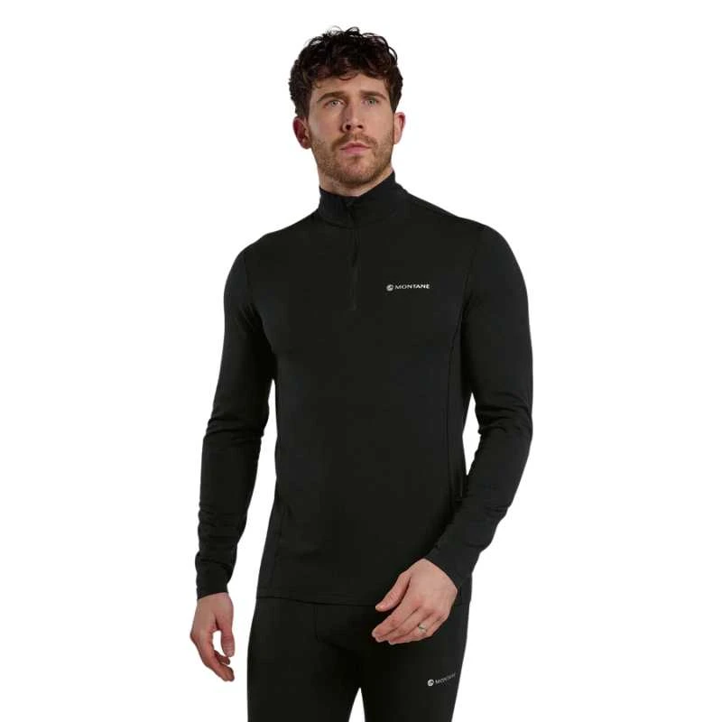Vyriški termo marškinėliai Montane Malli LS Zip T Shirt - Juoda - XL