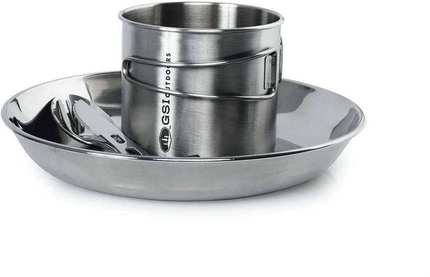 Danija GSI Outdoors Glacier Stainless 1 Person Set nerūdijančio plieno indų rinkinys 1 asmeniui