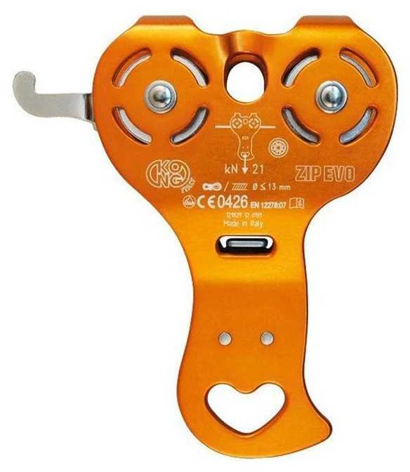 Kong Zip Evo Hook oranžinis skriemulys priekiniu kampu
