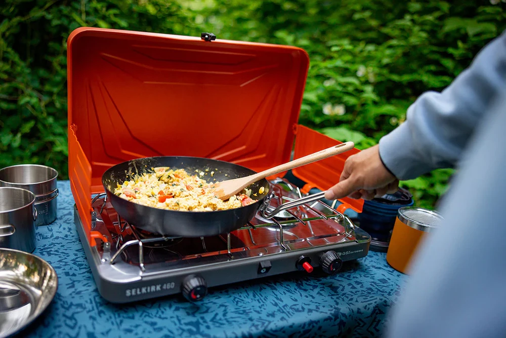 JAV GSI Carbon Steel Frypan 25 cm – anglinio plieno keptuvė su sulankstoma rankena
