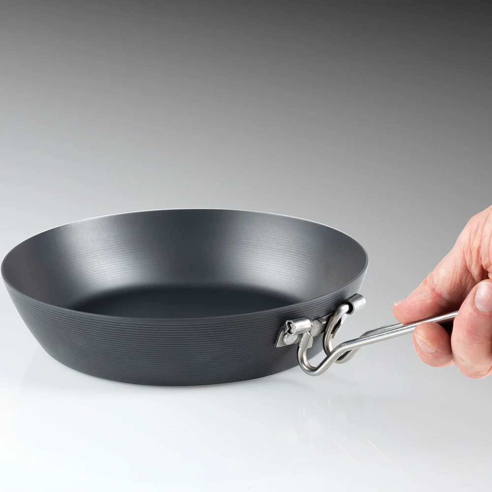 JAV GSI Carbon Steel Frypan 25 cm – anglinio plieno keptuvė su sulankstoma rankena