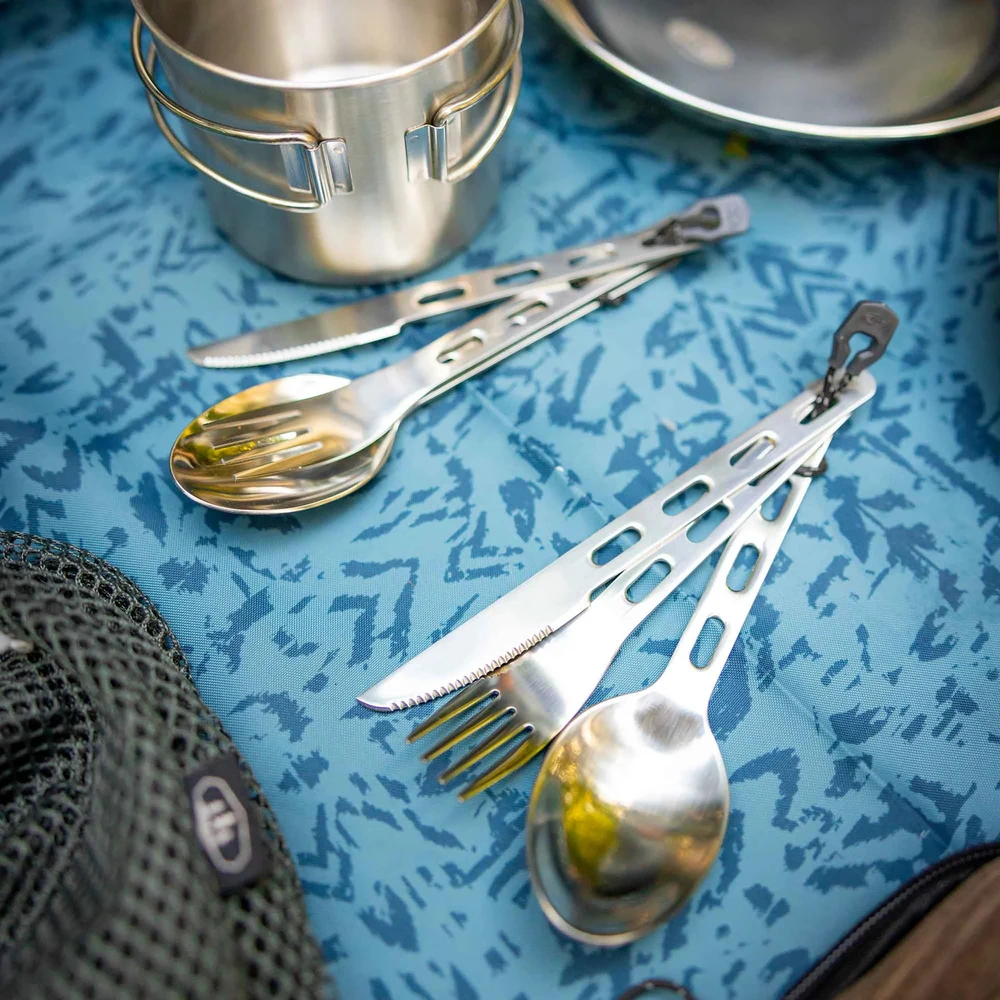 JAV GSI Glacier stainless ring cutlery 3pc valgymo įrankiai