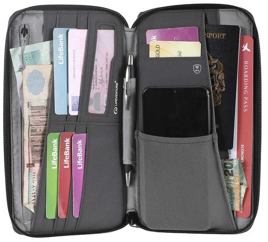 Piniginė dokumentų dėklas Lifeventure RFID Travel Wallet Recycled - Pilka