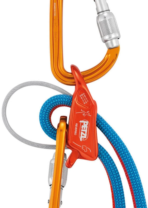 Čekija Petzl Reverso oranžinis nusileidimo :renginys– universalus saugojimo ir nusileidimo įtaisas