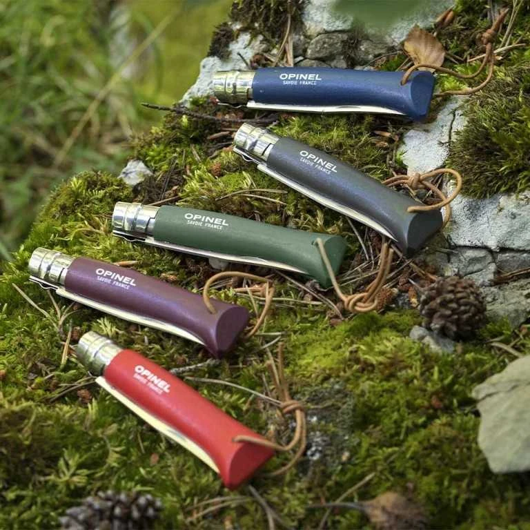 Opinel France Peilis su dirželiu Opinel Colorama 08 Inox Grab tamsiai mėlynas, su įdėklu