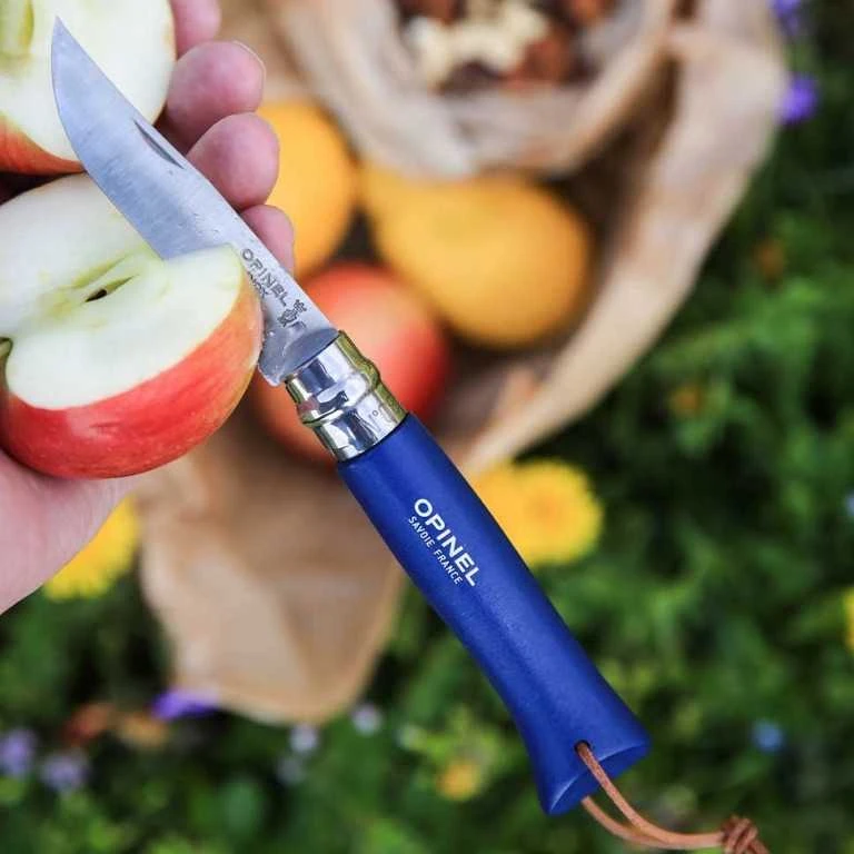 Opinel France Peilis su dirželiu Opinel Colorama 08 Inox Grab tamsiai mėlynas, su įdėklu