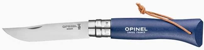 Opinel France Peilis su dirželiu Opinel Colorama 08 Inox Grab tamsiai mėlynas, su įdėklu