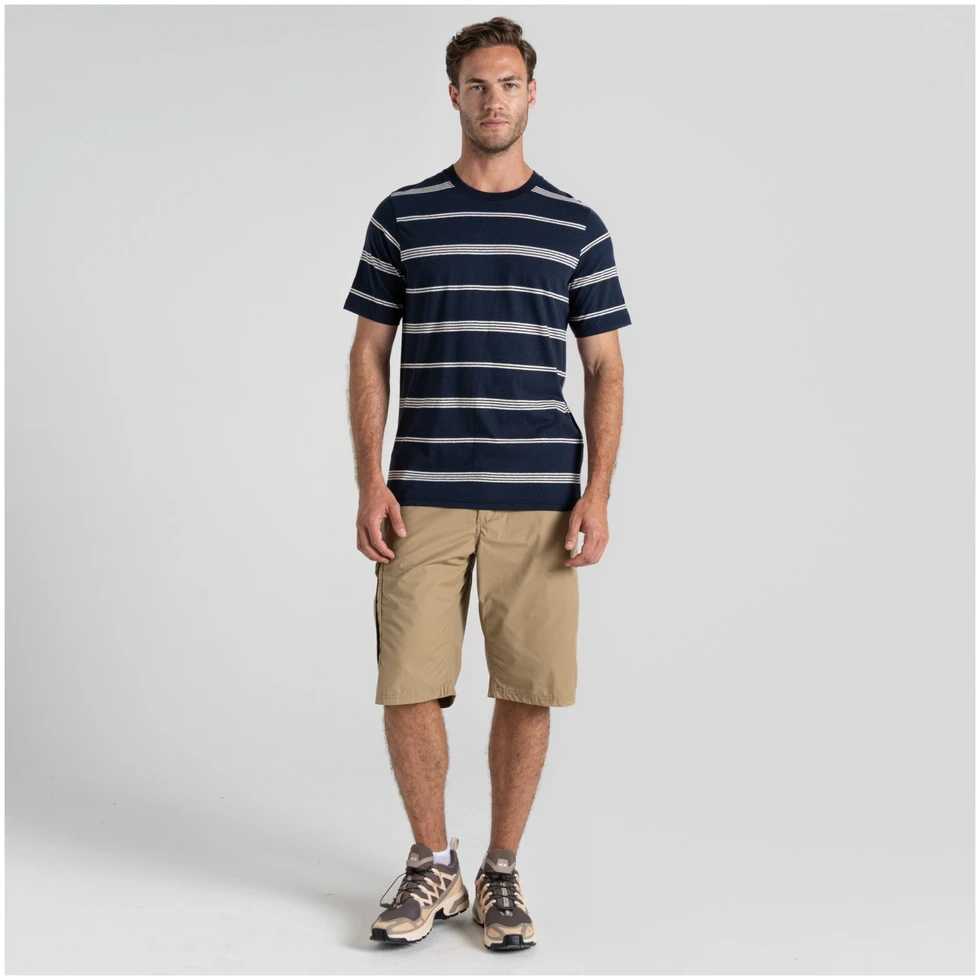 Prancūzija Craghoppers Buffon Short Sleeved T-Shirt M | Mėlyna Navy Stripe marškinėliai - M - Mėlyna
