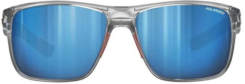 Julbo Renegade akiniai pilku skaidriu rėmeliu ir mėlynais stiklais