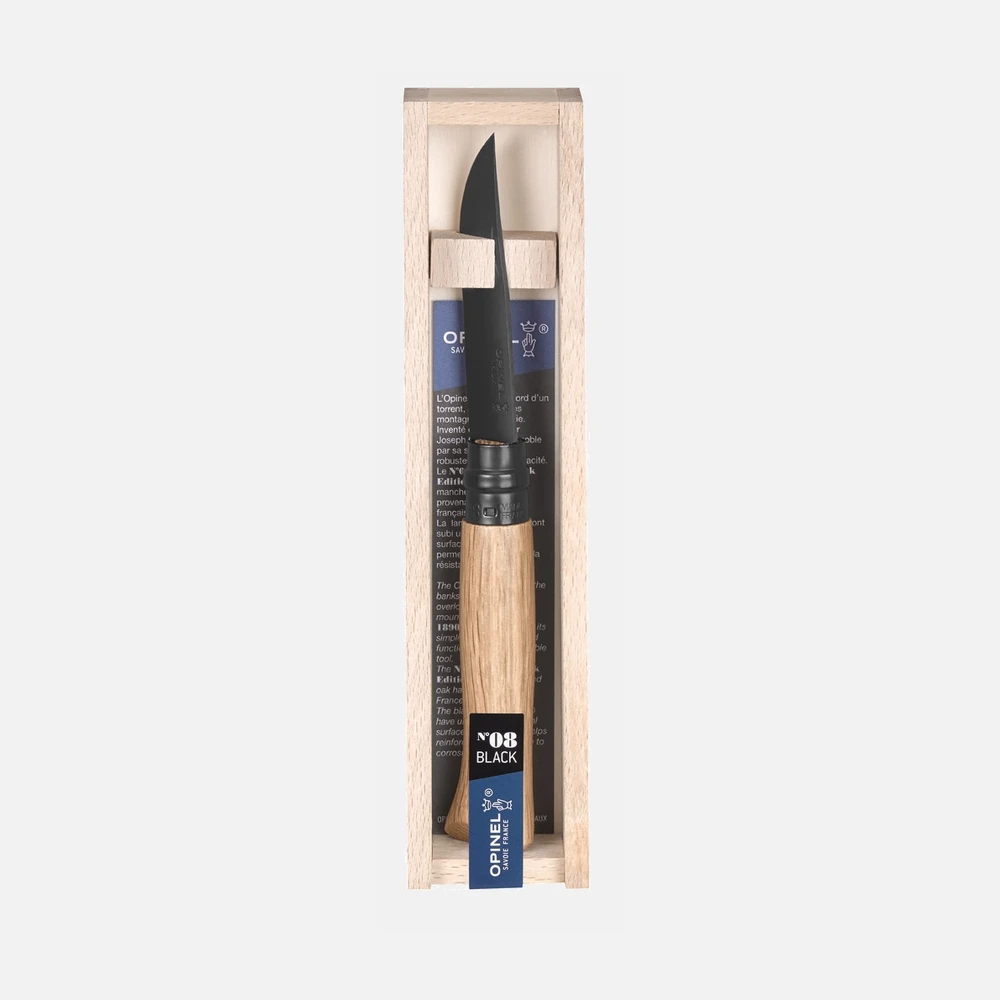 Opinel peilis Nr.8 juodais ašmenimis ir ąžuoline rankena Juodas Oak