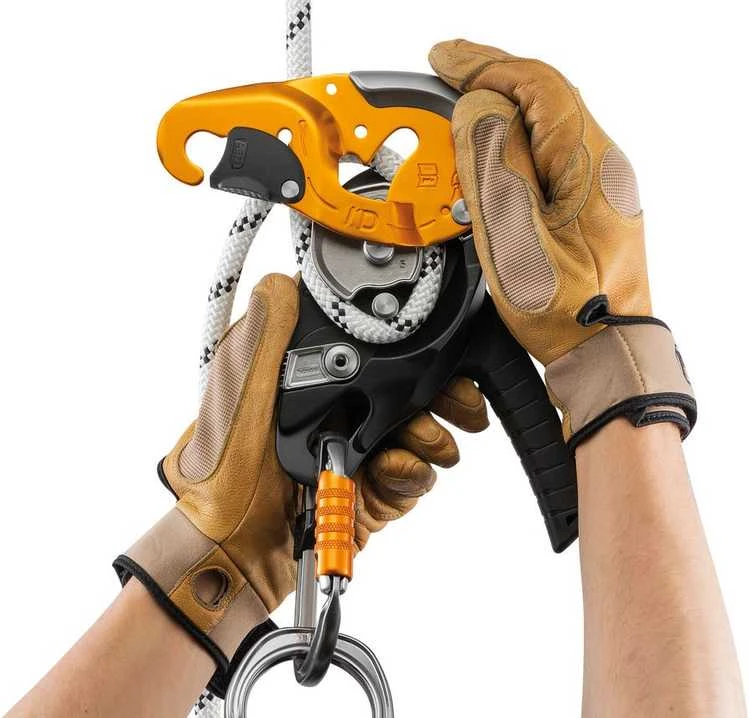 Petzl ID'S įrenginys su virve ir darbinėmis pirštinėmis