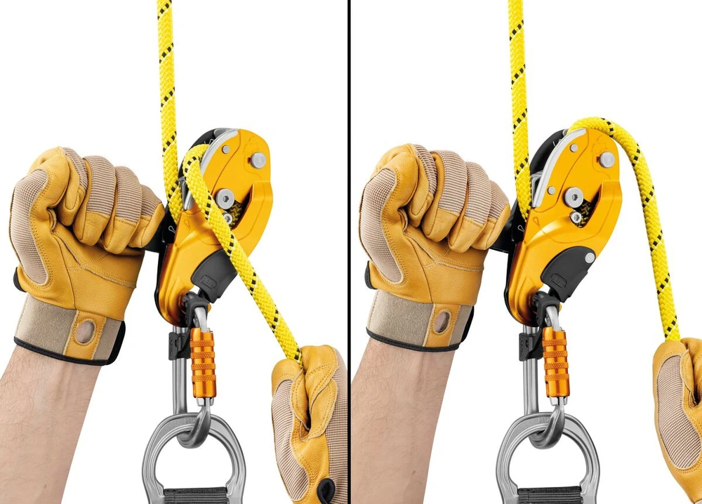 Prancūzija PETZL RIG Repairable – remontuojamas nusileidimo įtaisas, geltonas