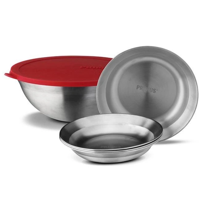 Švedija Primus Campfire serving kit steel bowl with lid and 4 plates