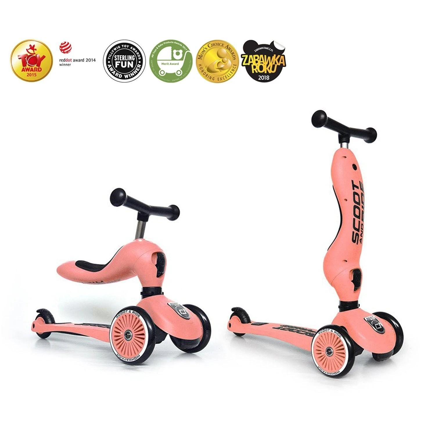 Paspirtukas - balansinis dviratukas Scoot & Ride Highwaykick 1 2in1 Peach 96353