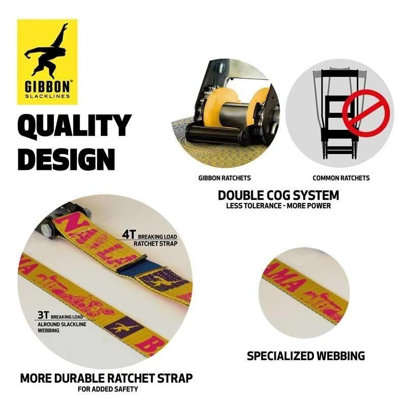 Vokietija Slackline Gibbon Banana Lama TreeWear rinkinys 15m/3,5cm