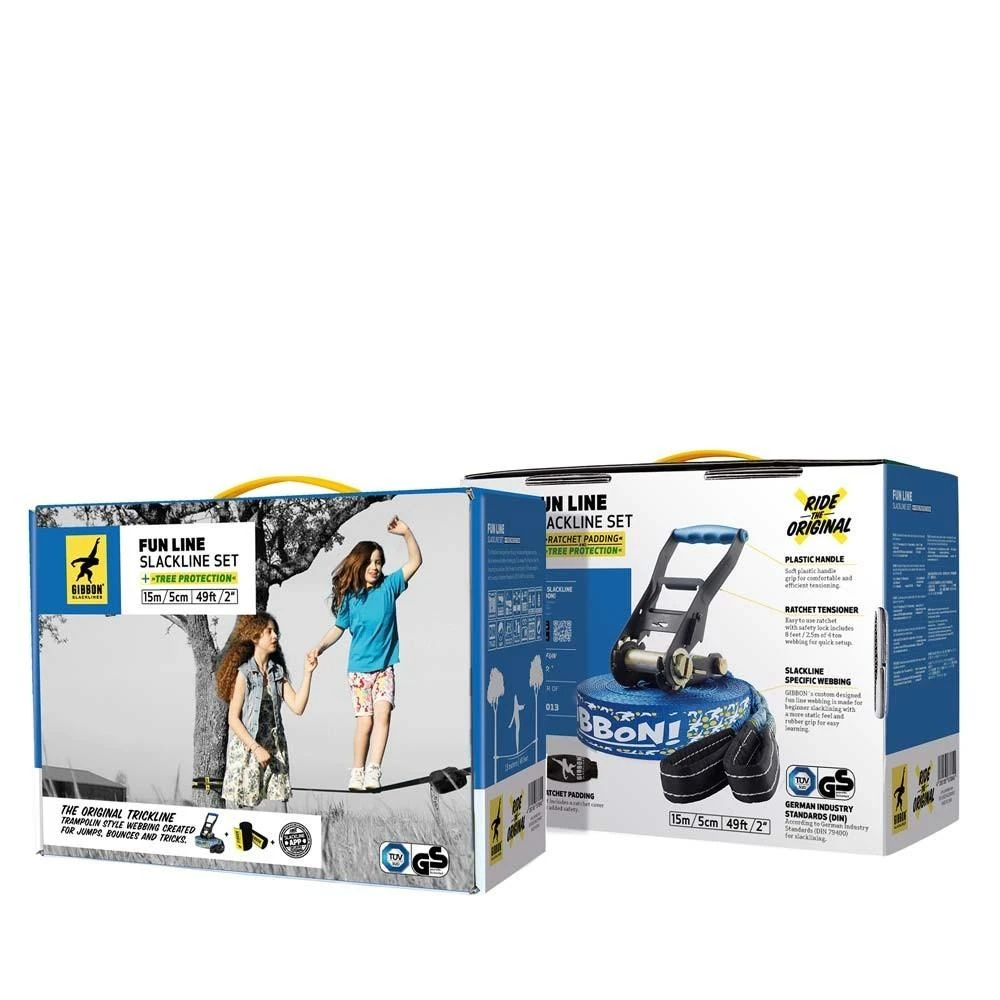 Vokietija Slackline Gibbon Fun Line TreeWear rinkinys 15m/5cm