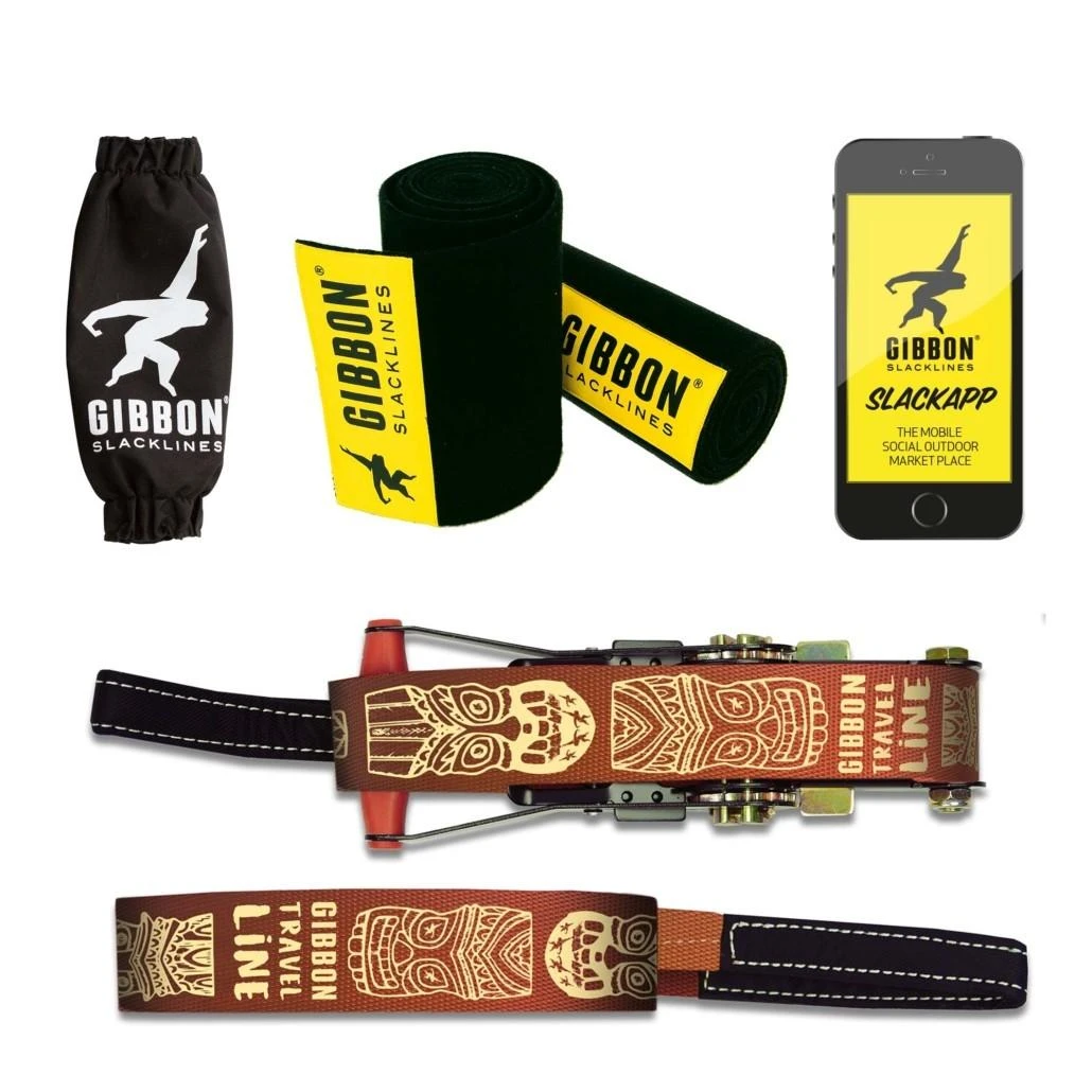 Vokietija Slackline Gibbon Travel Line TreeWear rinkinys 15m/5cm