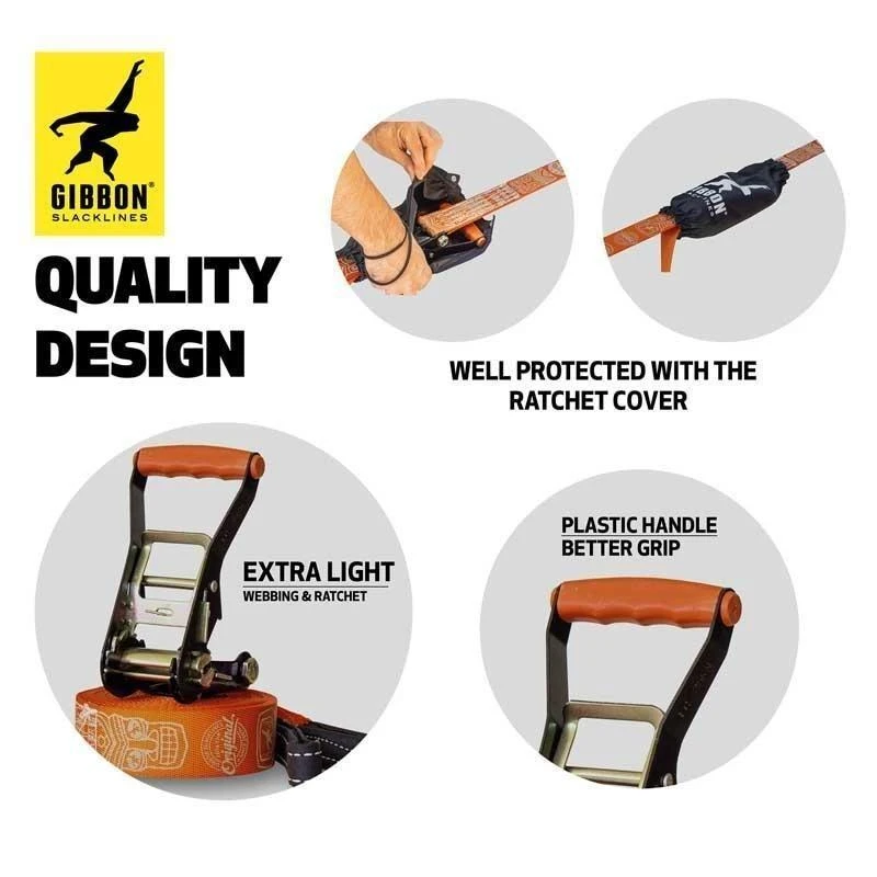 Vokietija Slackline Gibbon Travel Line TreeWear rinkinys 15m/5cm
